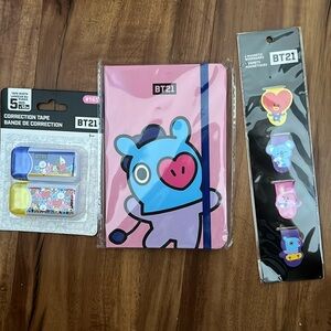 BT21 correction tape, notebook & bookmarks
